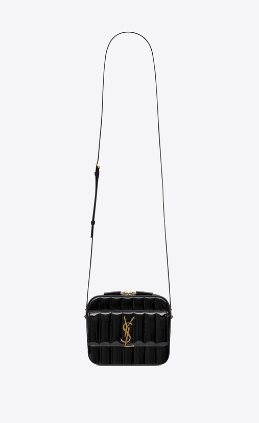 Vicky camera bag in quilted patent leather